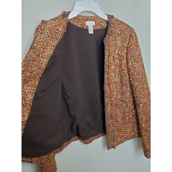Chico's Metallic Gold Rainbow Shine Tweed Woven Festive Vikey Jacket Office Sz S - Picture 9 of 10